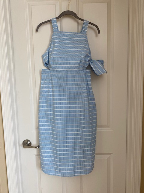 tommy hilfiger bodycon dress Open Sides Rounded Hem Blue /White Stripes Small All Bridesmaid Gifts Peach Infinity Bridesmaid Dress Color:Orange Red