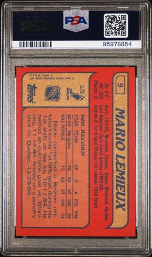 1985 TOPPS #9 MARIO LEMIEUX ROOKIE PSA 9 95978854 - Picture 2 of 2