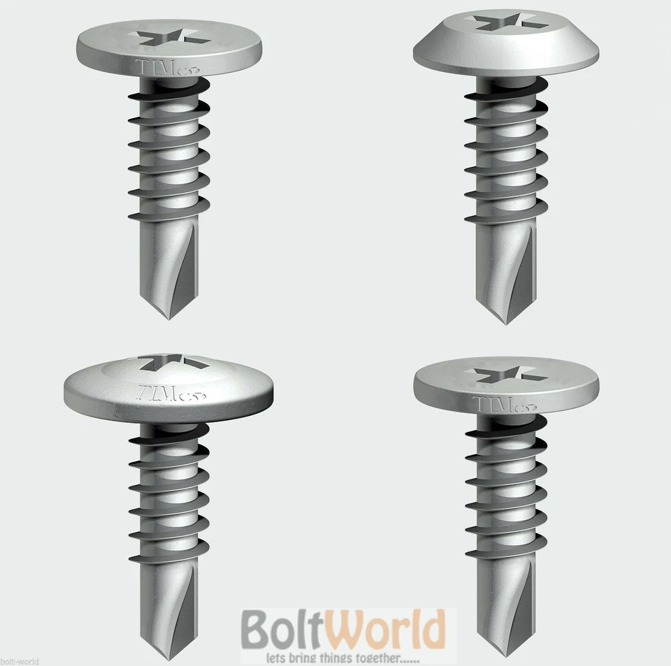 BOLT WORLD LOW PAN WAFER HEAD PANCAKE HEAD METAL FRAMING BOLTS SCREWS SELF DRILLING STEEL