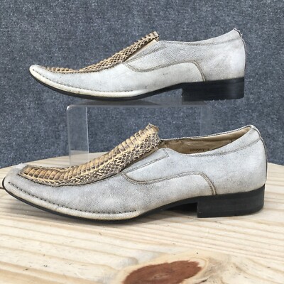 Steve Madden Loafers Mens 8 White Serpant Snake Embossed Square