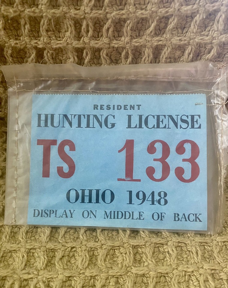 1948 Ohio Vintage Resident Hunting and Trapping License Sealed In Plastic EUC eBay