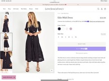 LoveShackFancy Edie Cotton Crochet Lace Midi Dress Black Size Small $325 NWOT