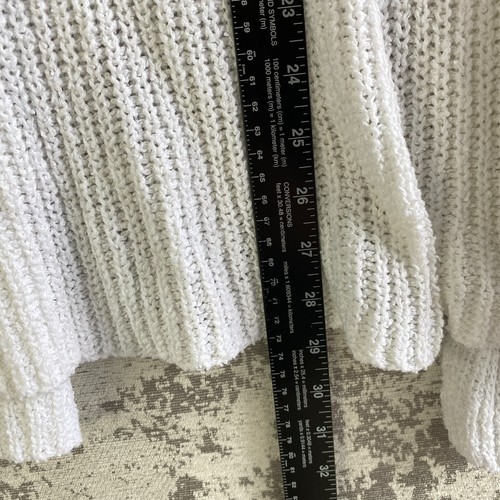 Eileen Fisher Strickjacke aus Baumwolle offene Kapuze Dolman kurzärmelig weiß - Bild 9 von 10