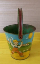 Vintage T Cohn Tin Litho Sand Pail 5 1/4" Tall