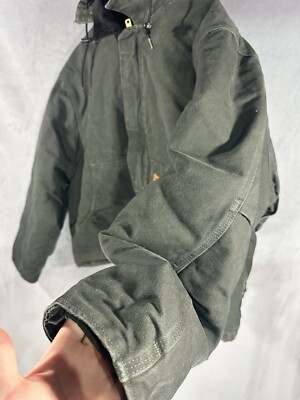 Carhartt VTG J22 MOS Arctic Quilt Lined Moss Duck Work Jacket Mens