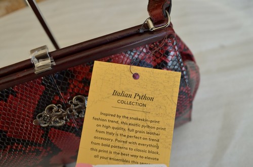 NWT $199 Patricia Nash Berry Red Leather Italian Python Bonifati Framed ...