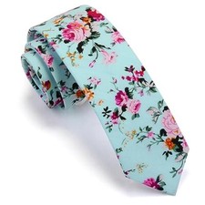 Fashion 2.4"  6cm  Floral Skinny Tie for Men Slim Flower Print Green/Pink/Red