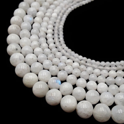 White Rainbow Moonstone Smooth Round Beads 4mm 5mm 6mm 8mm 10mm 12mm 15.5'' Strnd
