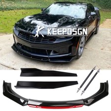 For Chevrolet Camaro Red Front Lip Splitter 74.5CM Side Skirt Winglet Strut Rods