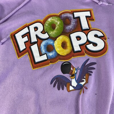 Kellogg's Hoodie Sweatshirt Adult Large Purple Fruit Loops Spell Out Purple Mens