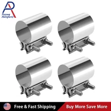 4PCS 3" OD to 3" OD Stainless Steel Butt Joint Band Exhaust Muffler Pipe Clamp