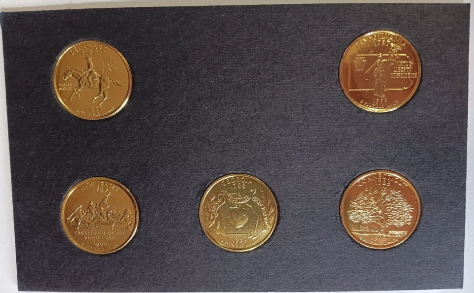 First Commemorative Mint 24 K GOLD PLATED STATE QUARTERS 1999-2004 IN DISPLAY - Image 2 of 4