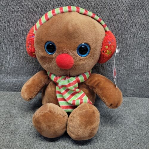 Hug Fun Gingerbread Man Plush Christmas Stuffed Animal Toy Big Sparkle Eyes - Picture 1 of 13