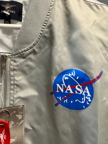 NWT ASSTseries Bomber Jacket NASA gray Men Zip Front Size XXL Windbreaker image 2
