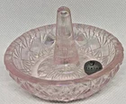 Fenton Pink Iridescent Glass Ring Holder • Vintage Handmade USA Jewelry Dish