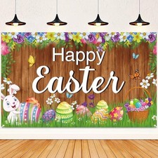 Large Happy Easter Backdrop 71"X43" Happy Easter Banner Happy Easter