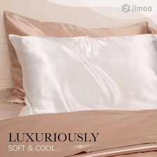 100% Mulberry Silk Pillowcase 19 Momme Hair Skin Friendly 2 Pc Queen Ivory White