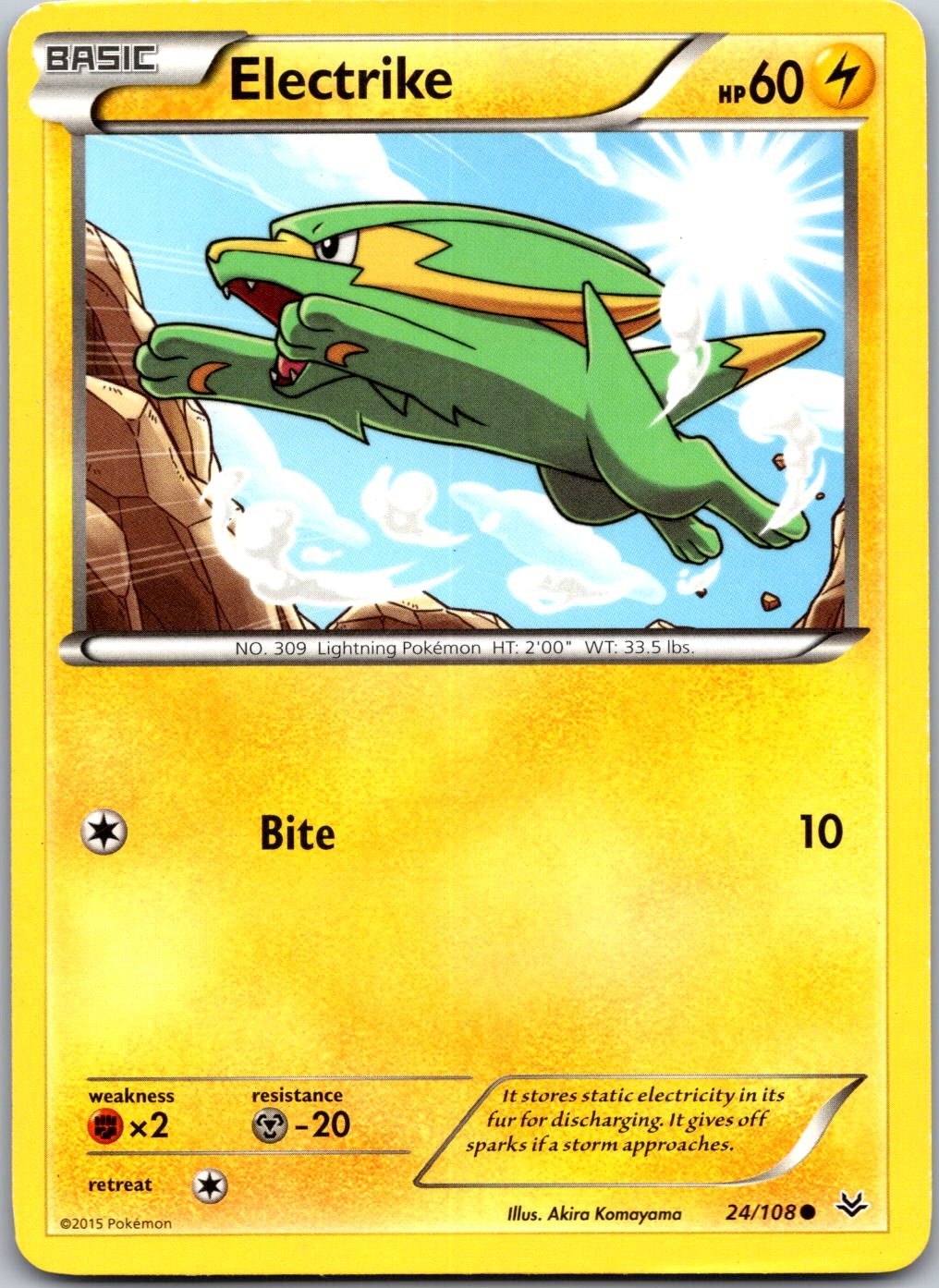 Electrike 24/108 Common Roaring Skies Pokemon Heavily Played