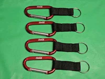Lot of 4 Coca-Cola Carabiner Keychain Red New