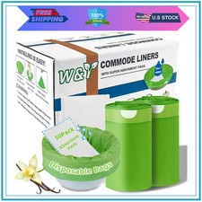 50 Pack Commode Liners with Absorbent Pads Universal Fit for Toilet Chairs