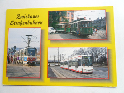 Postcard Zwickau Tram Tatra KT 4 D Historical Railcar 3 Views 1995 Tram
