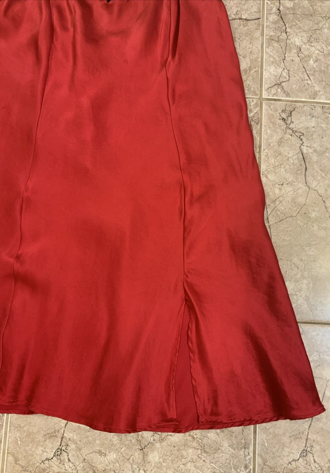 UNDERCOVER Abito Victoria’s Secret in seta chemise slip M spacco davanti rosso nero taglio cuori