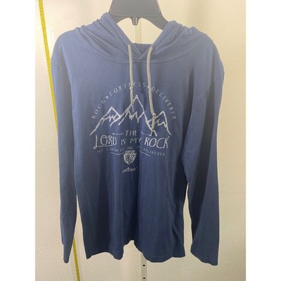 The Lord Is My Rock Psalm 18:2 Navy Blue Hooded Long Sleeve Graphic TShirt Small