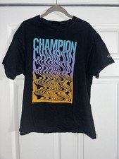 CHAMPION T Shirt Men's Large Black Logo Graphic Short Sleeve Crew Neck