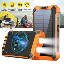 10000000mAh Solar Power Bank Wireless Charger 15W Fast Charging for Cell Phones