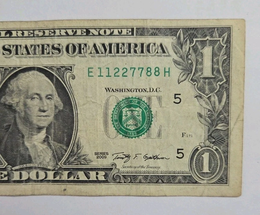 Ascending Pairs E 11227788 H Series 2009 Fancy Serial Number One Dollar Bill - Image 4 of 4