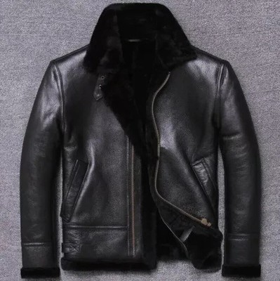 Herren RAF Flieger Echt Leder Jacke Mantel Bomber B3 Lammfell Pilot Fliegen