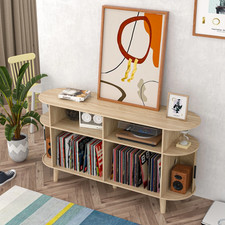Modern Record Player Stand Large Vinyl Cabinet Open Vinyl Storage Display Shelf