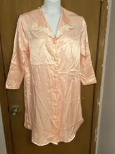 Vintage Victoria's Secret Light Pink Satin Robe with Floral Lace M/L