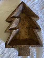 Hand Carved Wooden Pine Tree Bowl Rustic Primitive Folk Art Cabin Decor VTG