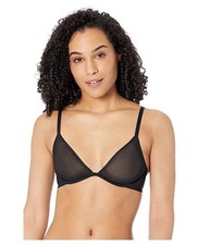 Calvin Klein Women's Sheer Marquisette Unlined Plunge Bra Black Size:34B NWT