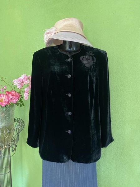 Women Gerry Weber Blazer Black Velvet 46 / 3XL /