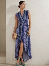 ASTR The Label Authentic Purple Floral Stripe Wrap Maxi Dress High Low Boho M