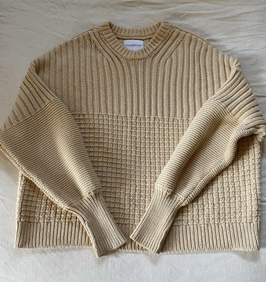 The Knotty Ones Delčia Sweater 100% Organic Cotton Pullover Heavy Knit Cream