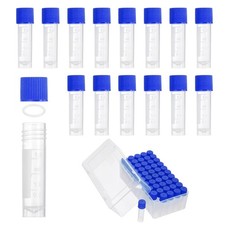 50 Pcs Plastic Vials, 2ml Cryogenic Vials Small Sample Test Tubes, Blue