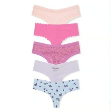 Victoria's Secret No Show Thong Panty 5 Pack Womens Size. LARGE NEW.