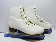 DBX CLASSIC Women’s Size 8 White Ice SKATES Figure Skating Blade Cover Included