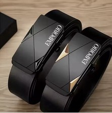 Emporio Armani Men’s Black Automatic Buckle Belt Designer Luxury Belt