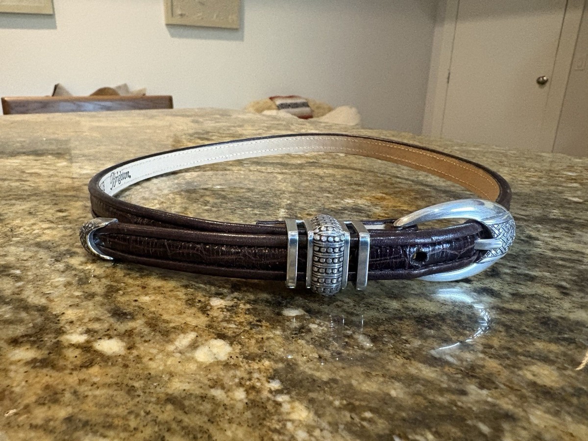Vintage 90's BRIGHTON Dark Brown Leather Western Belt Sz XS 23.5