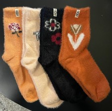 4 UGGS Fuzzy Cozy Socks One Size 4 Pairs Adult Women Multiple Colors and Designs