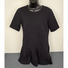 Loft Women's Textured Short Sleeve Mini Dress Black Petite Small Preppy