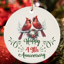 Happy 49th Anniversary Ornament Cute Red Bird Couple 49 Year Love Christmas Gift