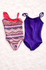 Girls Size 4/5 Swimsuit Bundle Arizona One Piece Colorful Boho Summer Swimwear