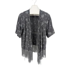 Abercrombie Fitch Embroidered Fringe Kimono Shawl Festival Whimsigoth One Size
