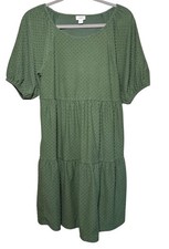 J Crew Womens Clip-dot Dress in Utility Green Size Small