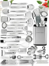 Home Hero 54-Piece Stainless Steel Kitchen Utensils Set - Heat-Resistant Nonstic